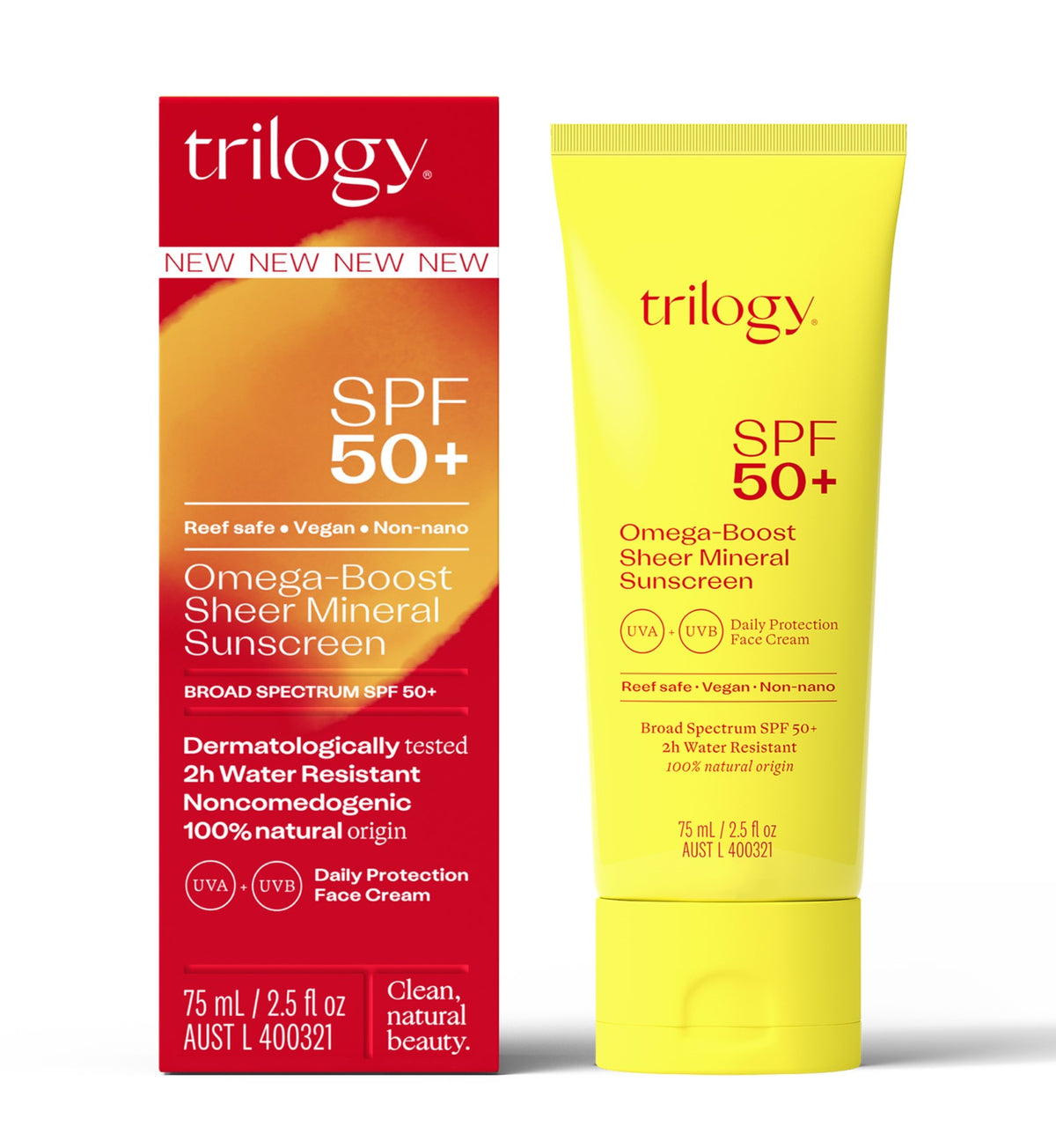 TRILOGY Omega-boost Sheer Mineral Sunscreen SPF50+ (75ml)