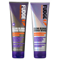 FUDGE PROFESSIONAL Clean Blonde Damage Rewind Purple Toning Shampoo and Conditioner Bundle (RRP $58)