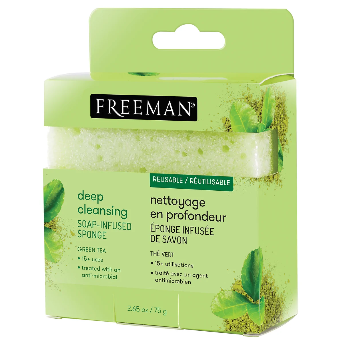 FREEMAN Deep Cleansing Green Tea Soap-Infused Sponge
