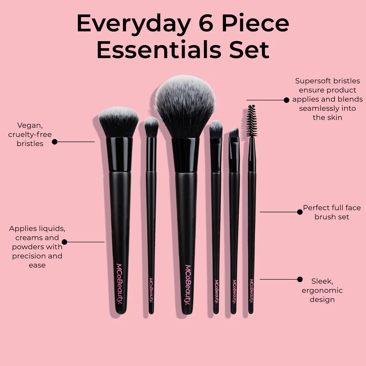 Mcobeauty 6 Piece Essentials Brush Set