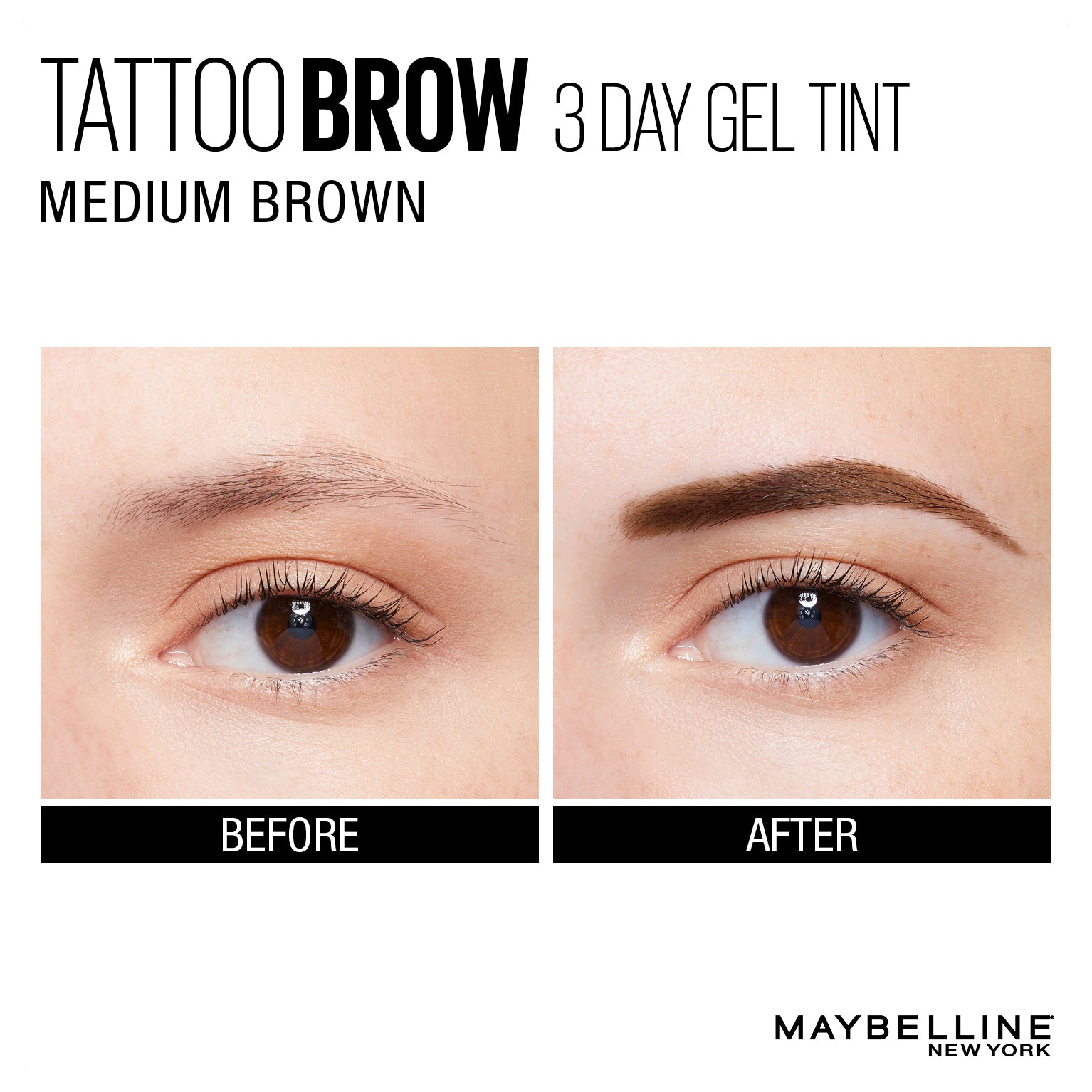 MAYBELLINE Tattoo Brow 3 Day Eyebrow Gel Tint - Medium Brown – LA FEMME  BEAUTY