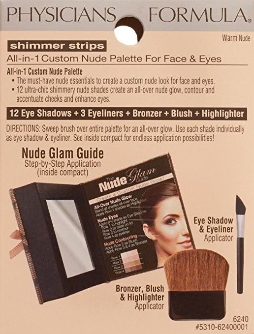 PHYSICIANS FORMULA Shimmer Strips All-in-1 Custom Nude Palette for Face & Eyes - Warm Nude