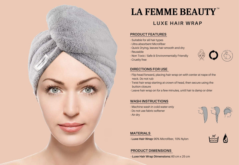 LA FEMME BEAUTY Luxe Hair Wrap - Grey