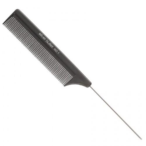 SILVER BULLET Carbon Metal Tail Hair Comb